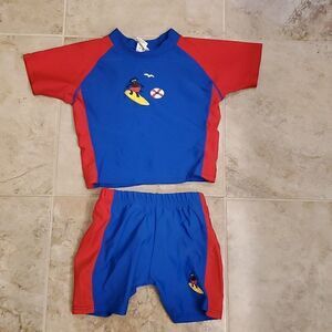 Boy's iplay rash guard and swim bottoms